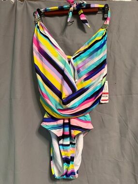 Bar 111 Women’s Vibrant Multicolor Striped One-Piece Swimsuit